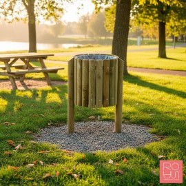 Paperera de Fusta Golf Rústica 60L | Pi Autoclau IV